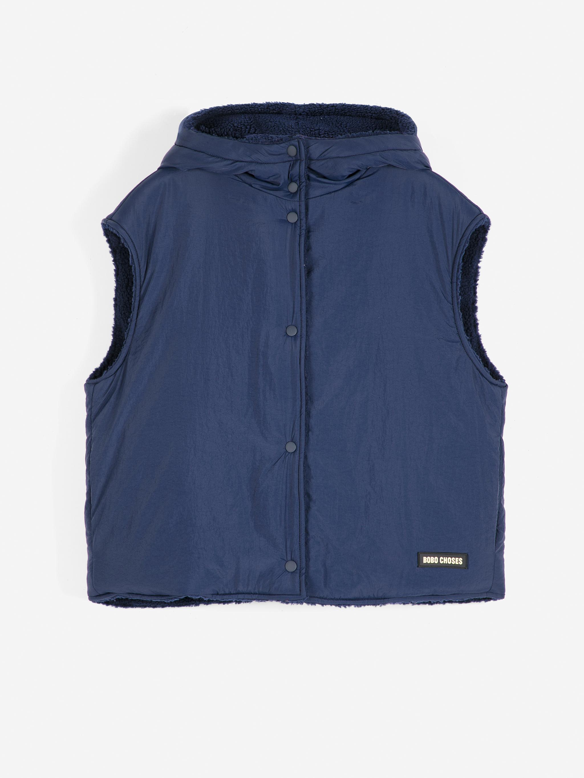 Bobo Choses Reversible Nylon Vest Navy Blue Damen Weste Sherpa blau